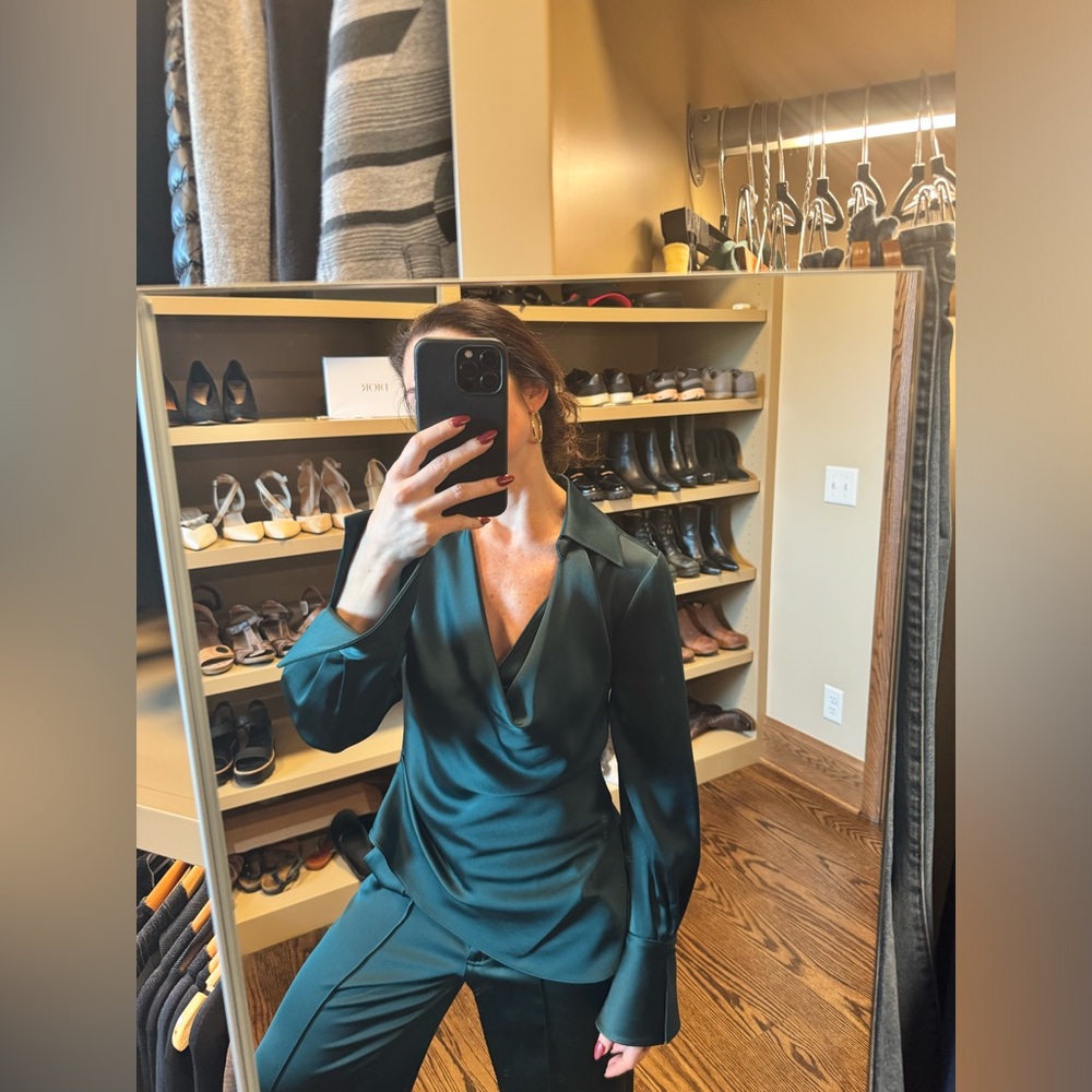 Jonathan Simkhai Simone Cowl Emerald Green Top size 2